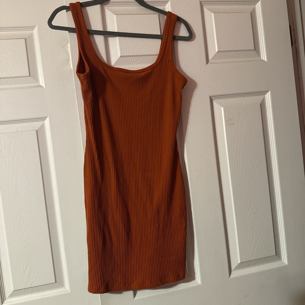 Iris Rust Ribbed Mini Dress